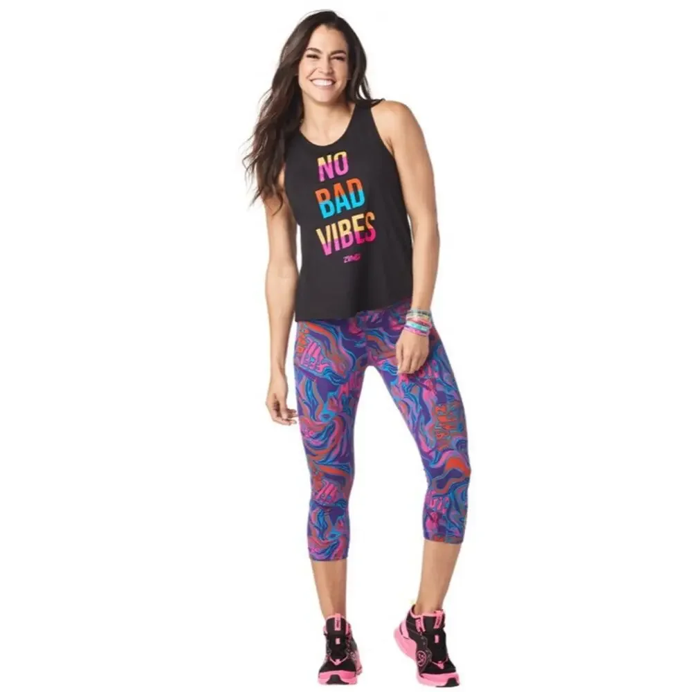 NEW Zumba Size XS Dance No Bad Vibes Workout Tank Black